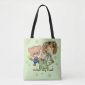 Ondraaglijk lief meisje en teddybeer tote bag (Voorkant)