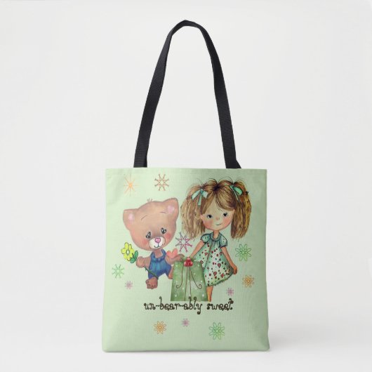 Ondraaglijk lief meisje en teddybeer tote bag (Voorkant)