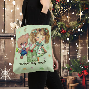 Ondraaglijk lief meisje en teddybeer tote bag