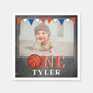 ONE 1st Birthday Basketball Ball Servet