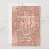 ONE 1st Birthday Faux Roos Gold Glitter Invitation Kaart (Voorkant)