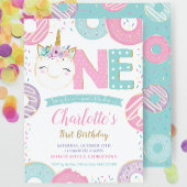 ONE 1st Birthday Unicorn Donuts Doughnoten Pastel Kaart