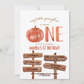 "One" 1st Birthday Waterverf Pumpkin Kaart (Voorkant)