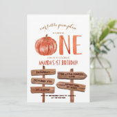 "One" 1st Birthday Waterverf Pumpkin Kaart (Staand voorkant)