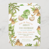 One-A-Saurur dinosaurus Eerste verjaardag uitnodig Kaart (Voorkant / Achterkant)