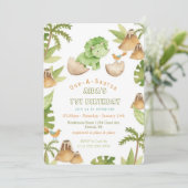 One-A-Saurur dinosaurus Eerste verjaardag uitnodig Kaart (Staand voorkant)