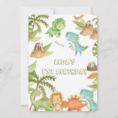 One-A-Saurur dinosaurus Eerste verjaardag uitnodig Kaart (Achterkant)