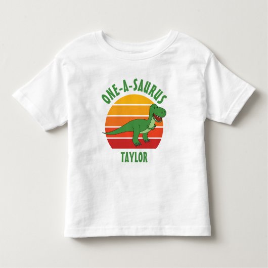 One-a-saurus 1e verjaardag dinosaurus genderneutra kinder shirts (Voorkant)