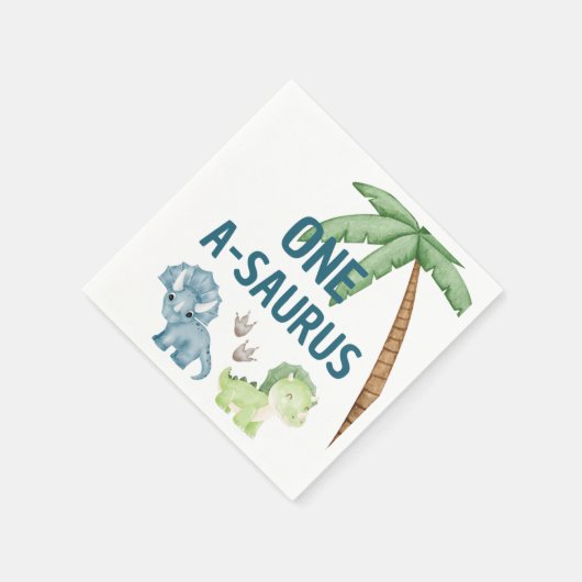 One-A-Saurus 1e verjaardag servetten (Hoek)