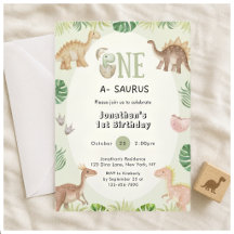 One a Saurus 1e verjaardagsuitnodiging