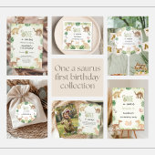 One A-Saurus 1st Birthday Photo Invitation Kaart