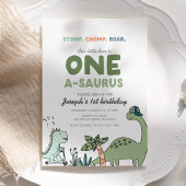 One-a-saurus Birthday Party Invitation Kaart