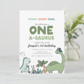 One-a-saurus Birthday Party Invitation Kaart (Staand voorkant)