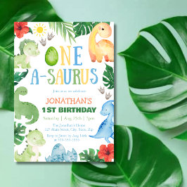 One A-Saurus Dino 1st Birthday Kaart