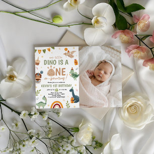 ONE-a-saurus Dino Foto Eerste Verjaardagsuitnodigi Kaart