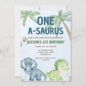 ONE-A-SAURUS Dinomite eerste verjaardag uitnodigin Kaart (Voorkant)