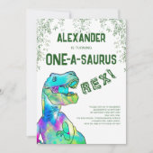 One-A-Saurus Dinosaur 1e verjaardagsfeest Kaart (Voorkant)