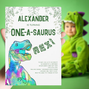 One-A-Saurus Dinosaur 1e verjaardagsfeest Kaart