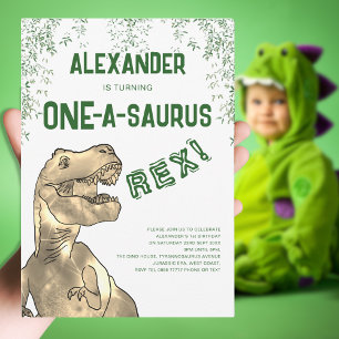 One-A-Saurus Dinosaur 1e verjaardagsfeest Kaart