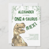 One-A-Saurus Dinosaur 1e verjaardagsfeest Kaart (Voorkant)