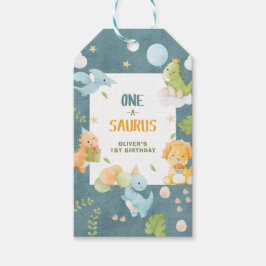 One-A-Saurus Dinosaur 1e Verjaardagsfeestje Cadeaulabel
