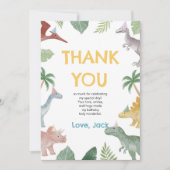 One A Saurus Dinosaur Boy Birthday Thank You Card Bedankkaart (Voorkant)
