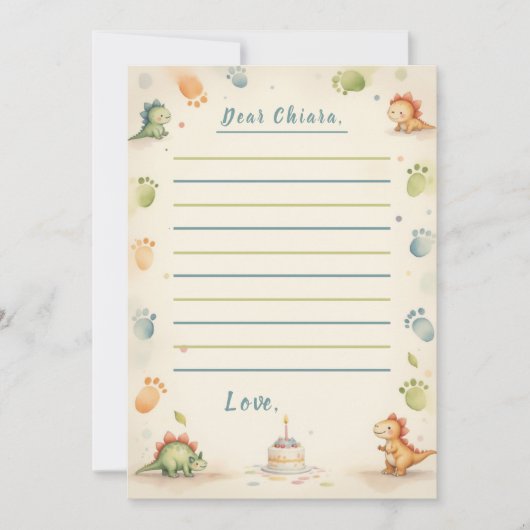 One-a-Saurus Dinosaur Time Capsule Note Kaart (Voorkant)