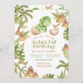 One-a-Saurus' dinosaurus eerste verjaardag uitnodi Kaart (Voorkant / Achterkant)