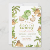 One-a-Saurus' dinosaurus eerste verjaardag uitnodi Kaart (Voorkant)