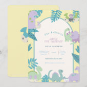 One-a-Saurus' dinosaurus eerste verjaardag uitnodi Kaart (Voorkant / Achterkant)