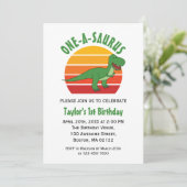 One-a-saurus dinosaurus genderneutraal 1e verjaard kaart (Staand voorkant)