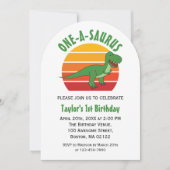 One-a-saurus dinosaurus genderneutraal 1e verjaard kaart (Voorkant)