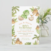 One-A-Saurus Dinosaurus Uitnodiging voor verjaarda (Staand voorkant)