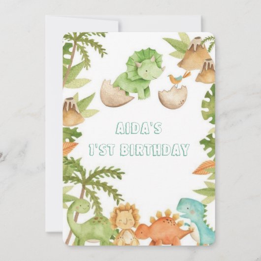 One-A-Saurus Dinosaurus Uitnodiging voor verjaarda (Achterkant)