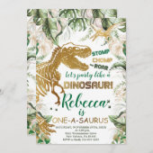 One-a-saurus Dinosaurus Verjaardag, Dino T-Rex Kaart (Voorkant / Achterkant)