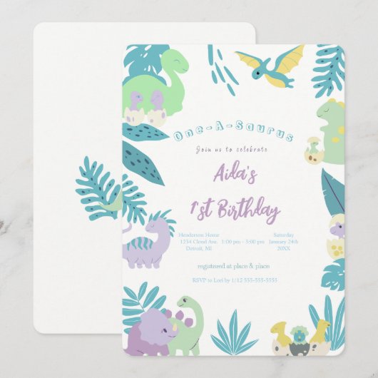 One-a-Saurus Dinosaurus Verjaardag Kaart (Voorkant / Achterkant)