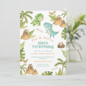 One-A-Saurus-dinosaurus verjaardagsuitnodiging Kaart (Staand voorkant)