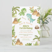 One-A-Saurus-dinosaurus verjaardagsuitnodiging Kaart (Staand voorkant)