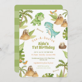 One-A-Saurus-dinosaurus verjaardagsuitnodiging Kaart