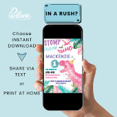 One-A-Saurus Roze Dinosaurus 1e Verjaardag Meisje Kaart