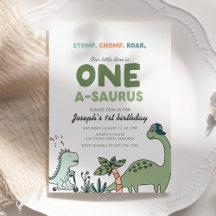 One-a-saurus verjaardagsfeest uitnodiging