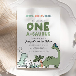 One-a-saurus verjaardagsfeest uitnodiging