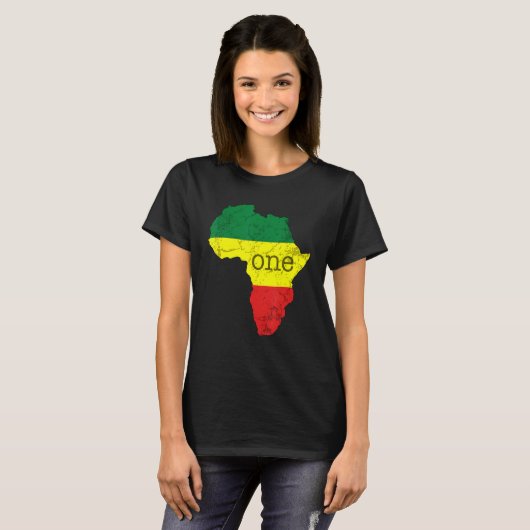 One Africa Pan African Pride Map Flag Black Pride T-shirt (Voorkant volledig)