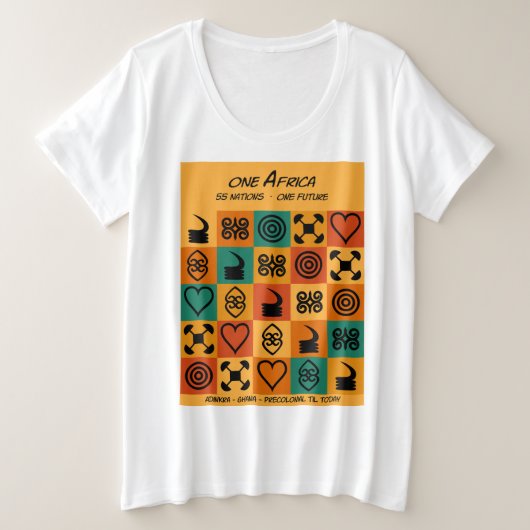 One Afrika – Adinkra – Ghana - Grote Maat T-shirt (Design voorkant)