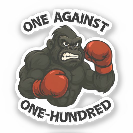 One Against One Hundred – Gorilla Boxing Workout Sticker (Voorkant)