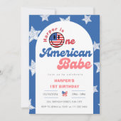 One American Babe 4th of July 1 Meisje Verjaardag Kaart (Voorkant)