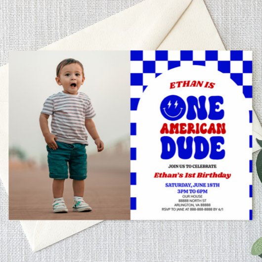 One American Dude 4 juli 1 Verjaardagsfeestje Kaart