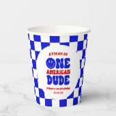 One American Dude 4 juli 1 Verjaardagsfeestje Papieren Bekers (Achterkant)
