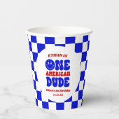 One American Dude 4 juli 1 Verjaardagsfeestje Papieren Bekers (Voorkant)