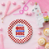 One American Dude 4 juli 1 Verjaardagsfeestje Papieren Bordje (Feest)